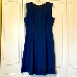 Elie Tahari Callie wool with leather accent fit and flare dress